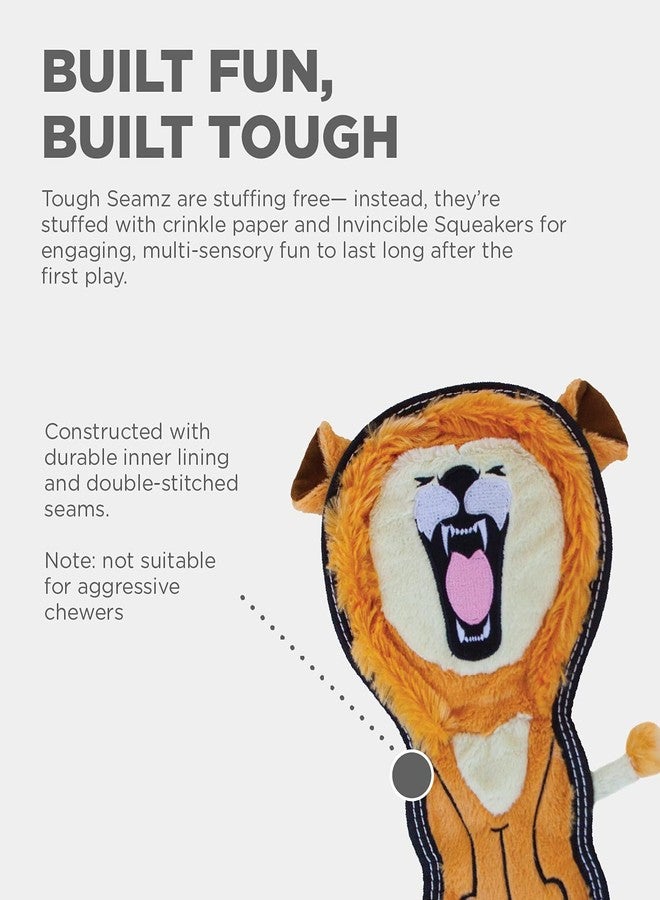 Outward Hound Tough Seamz Lion Plush Dog Toy, Medium - Image 3